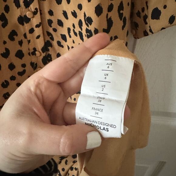 Nicholas Leopard Print Tie Front Silk Maxi Dress - Picture 6 of 10